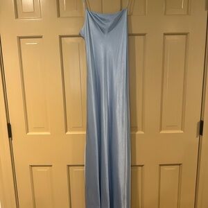 Mango Blue Spaghetti Strap Slip Maxi Dress